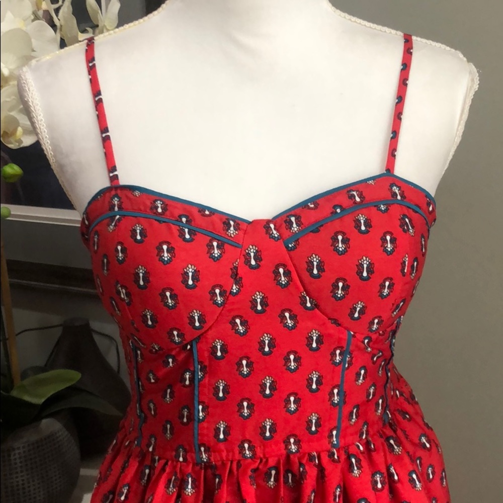 (Sold) Band of Gypsies Red Bustier Fit & Flare Dr - Picture 2 of 8